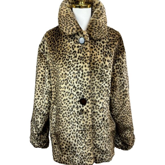 🐆 Vintage 1980's IZZI Outerwear – Faux Leopard Jacket – Size M – Fun Fur ✨ - Picture 1 of 9